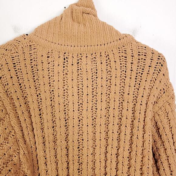 Aerie Sweater Womens Small Chenille Cableknit Zip Funnel Neck Neutral Soft - Picture 7 of 8
